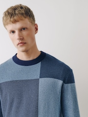 Blue Check Crew Neck Jumper - Image 4 of 8