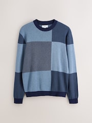 Blue Check Crew Neck Jumper - Image 6 of 8