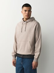 Neutral Marl Regular Fit Heavyweight Cotton Rich Jersey Hoodie - Image 1 of 7