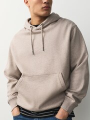Neutral Marl Regular Fit Heavyweight Cotton Rich Jersey Hoodie - Image 4 of 7