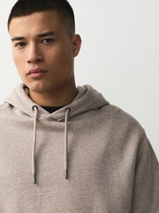 Neutral Marl Regular Fit Heavyweight Cotton Rich Jersey Hoodie - Image 5 of 7