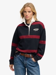 Superdry Blue Heritage Stripe Rugby Shirt - Image 1 of 5