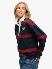 Superdry Blue Heritage Stripe Rugby Shirt - Image 3 of 5
