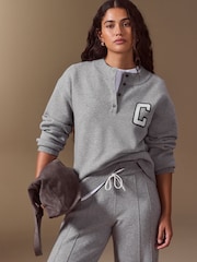 Grey Henley Cosy Knit Long Sleeve Jumper - Image 1 of 8