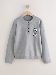 Grey Henley Cosy Knit Long Sleeve Jumper - Image 6 of 8
