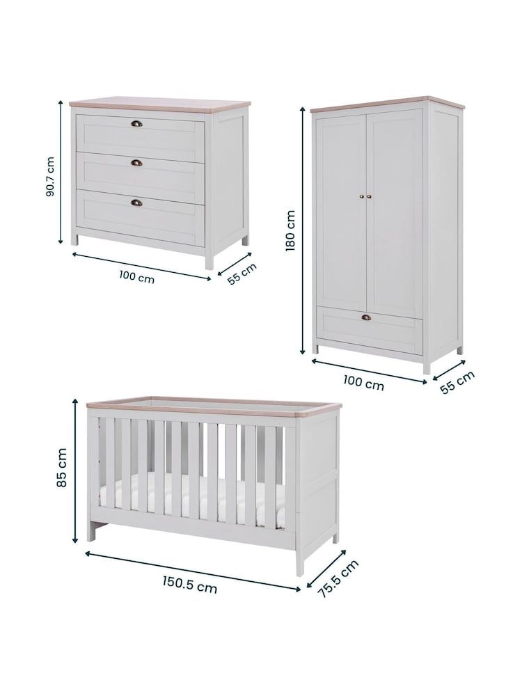 Tutti Bambini Dove Grey Oak 3 Piece Verona Nursery Furniture Set - Image 11 of 11