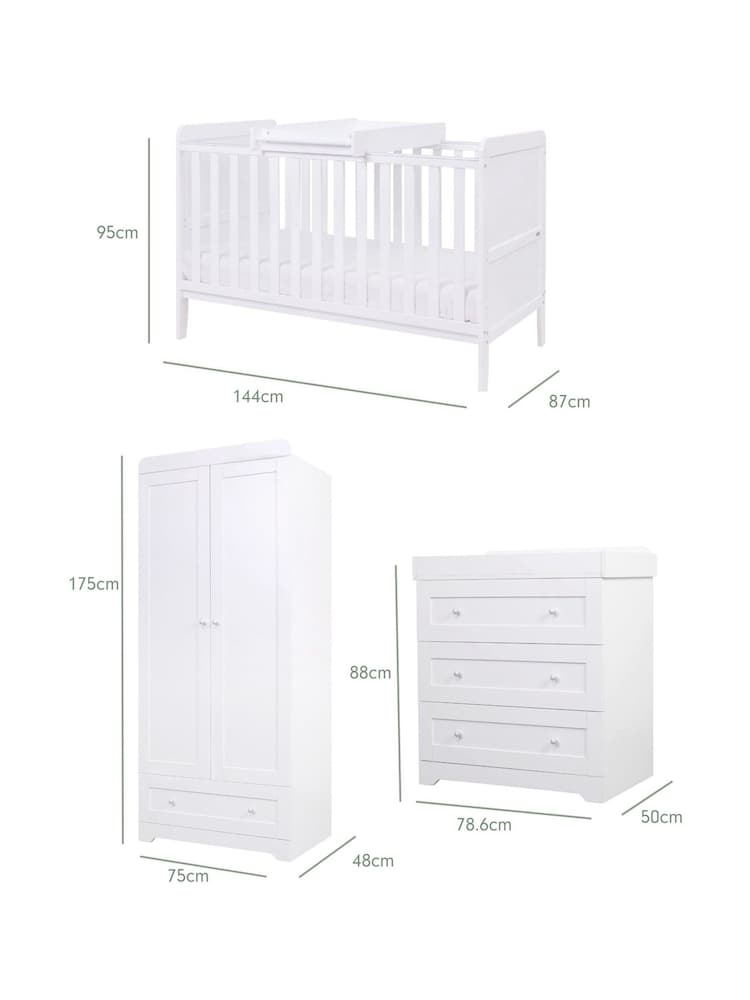 Tutti Bambini White 3 Piece Rio Nursery Furniture Set - Image 10 of 10