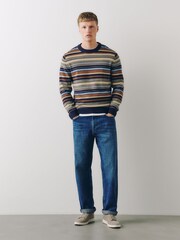 Multi Stripe Cosy Crew Neck Jumper with Wool - Image 2 of 5