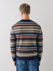 Multi Stripe Cosy Crew Neck Jumper with Wool - Image 3 of 5
