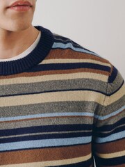 Multi Stripe Cosy Crew Neck Jumper with Wool - Image 4 of 5