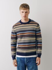 Multi Stripe Cosy Crew Neck Jumper with Wool - Image 5 of 5