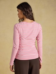Joules Pink/Red Double Layer Front Long Sleeve Boat Neck Jersey Top - Image 2 of 8