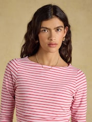 Joules Pink/Red Double Layer Front Long Sleeve Boat Neck Jersey Top - Image 4 of 8