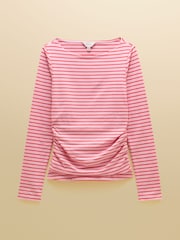 Joules Pink/Red Double Layer Front Long Sleeve Boat Neck Jersey Top - Image 8 of 8