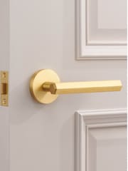 Pushka Home Set of 2 Gold Hexagonal Lever Door Handles - Image 1 of 4