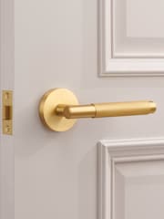 Pushka Home Set of 2 Gold Knurled Lever Door Handles - Image 1 of 4
