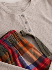 Neytral Henley - Rahat Çek Uzun Qollu Cersi Pijama Dəsti - 11şəkildən 11 şəkil