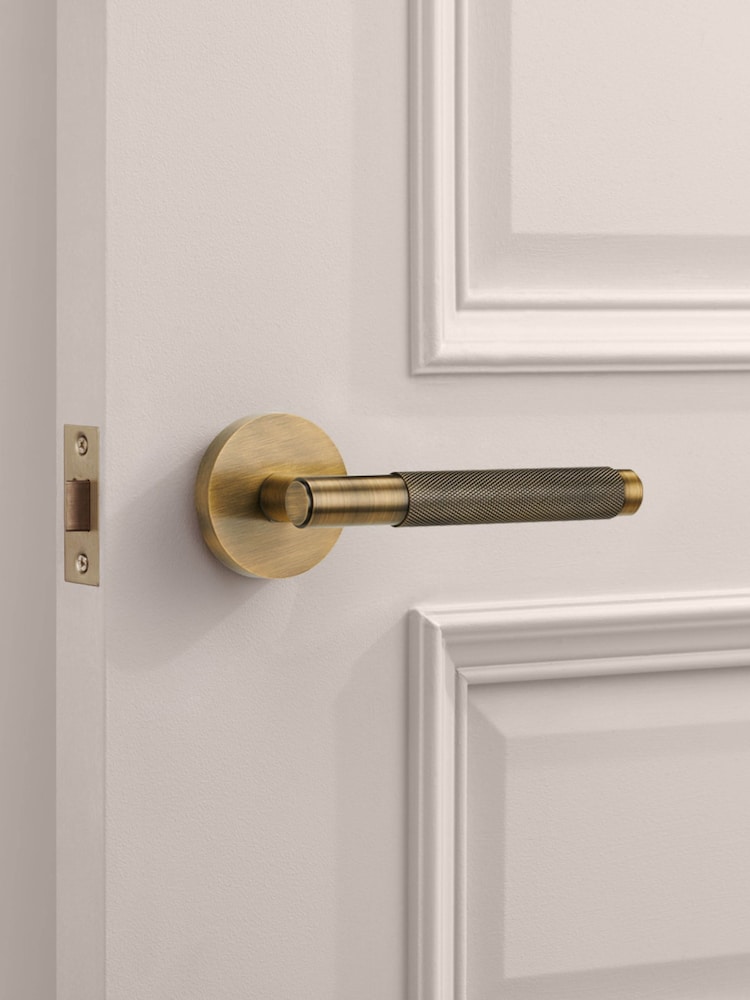 Pushka Home Set of 2 Antique Knurled Lever Door Handles - Image 1 of 3