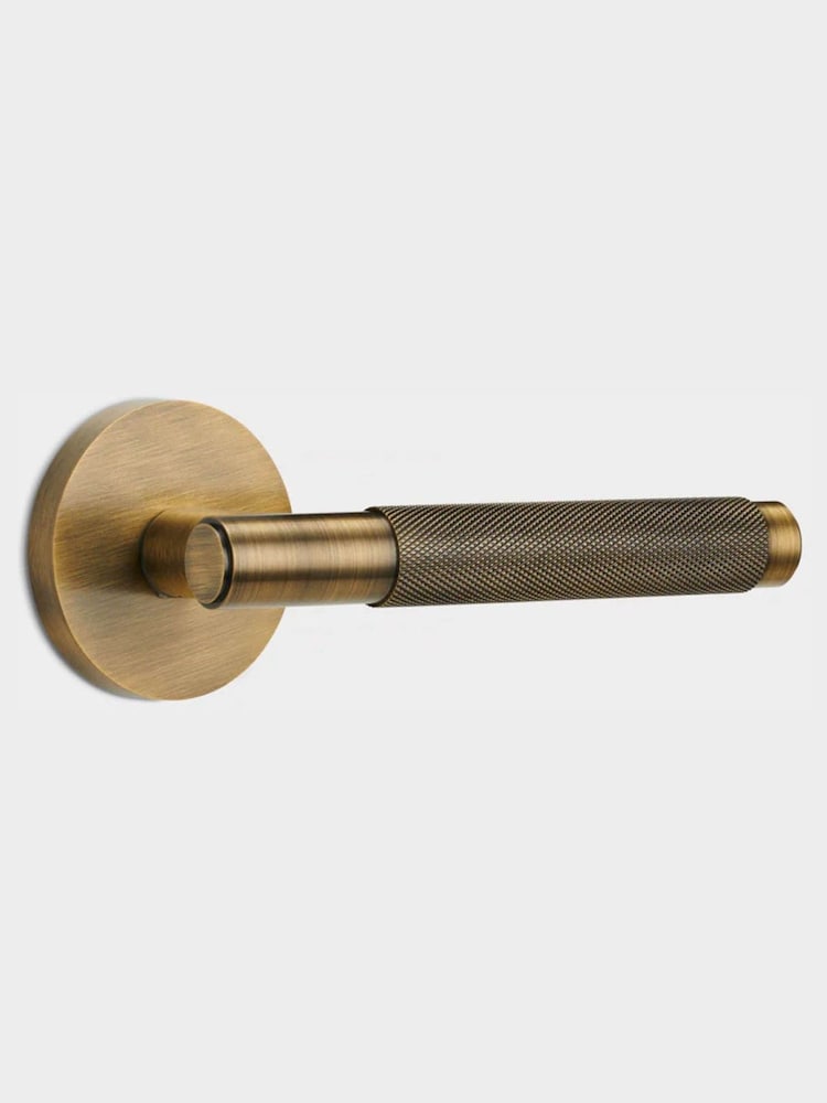 Pushka Home Set of 2 Antique Knurled Lever Door Handles - Image 2 of 3