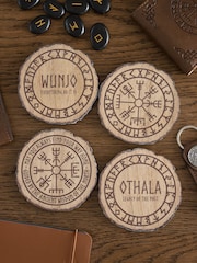 Something Different Set of 4 Brown Norse Mythology Wood Slice Coasters - Image 1 of 1