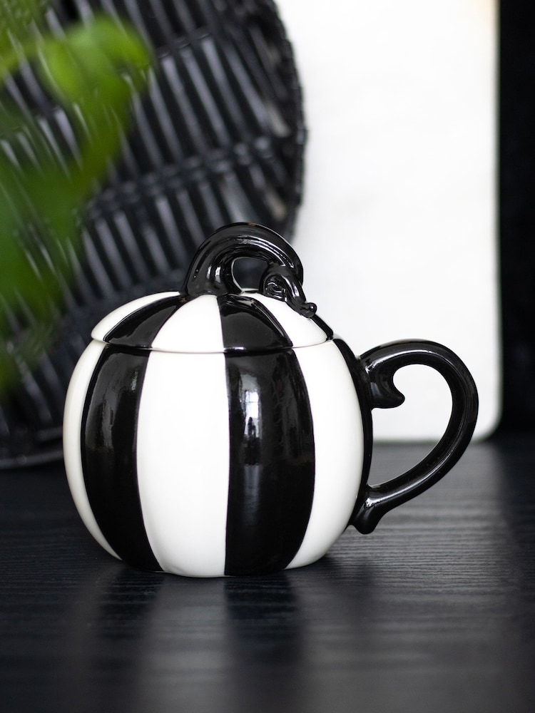 Something Different Black Striped Pumpkin Lidded Mug - Image 1 of 5