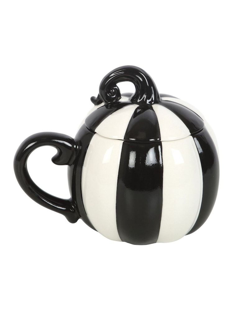 Something Different Black Striped Pumpkin Lidded Mug - Image 5 of 5
