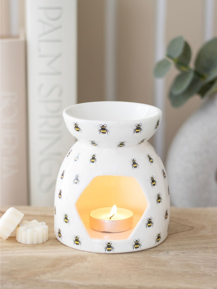Something Different White All Over Bee Print Oil Burner - Image 1 of 1