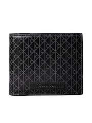 Calvin Klein Black Allover Monogram Logo Bifold Wallet with Coin Pouch - Image 1 of 4