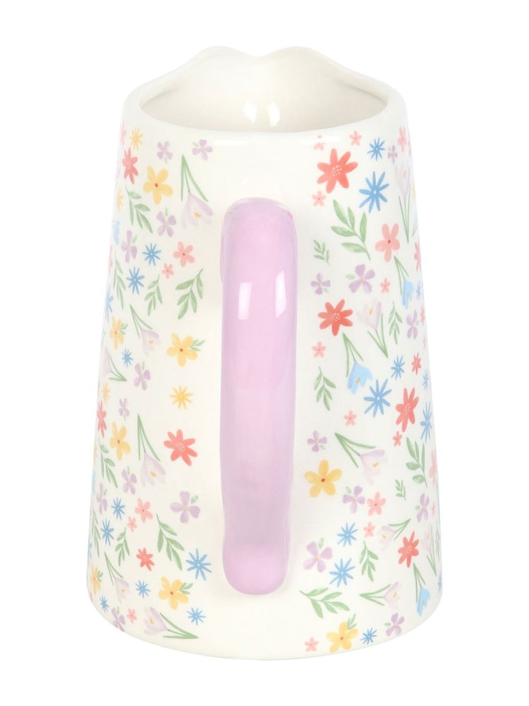 Something Different White Spring Floral Print Ceramic Flower Jug - Image 2 of 5 Something Different White Spring Floral Print Ceramic Flower Jug - Image 2 of 5