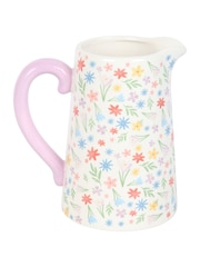 Something Different White Spring Floral Print Ceramic Flower Jug - Image 3 of 5