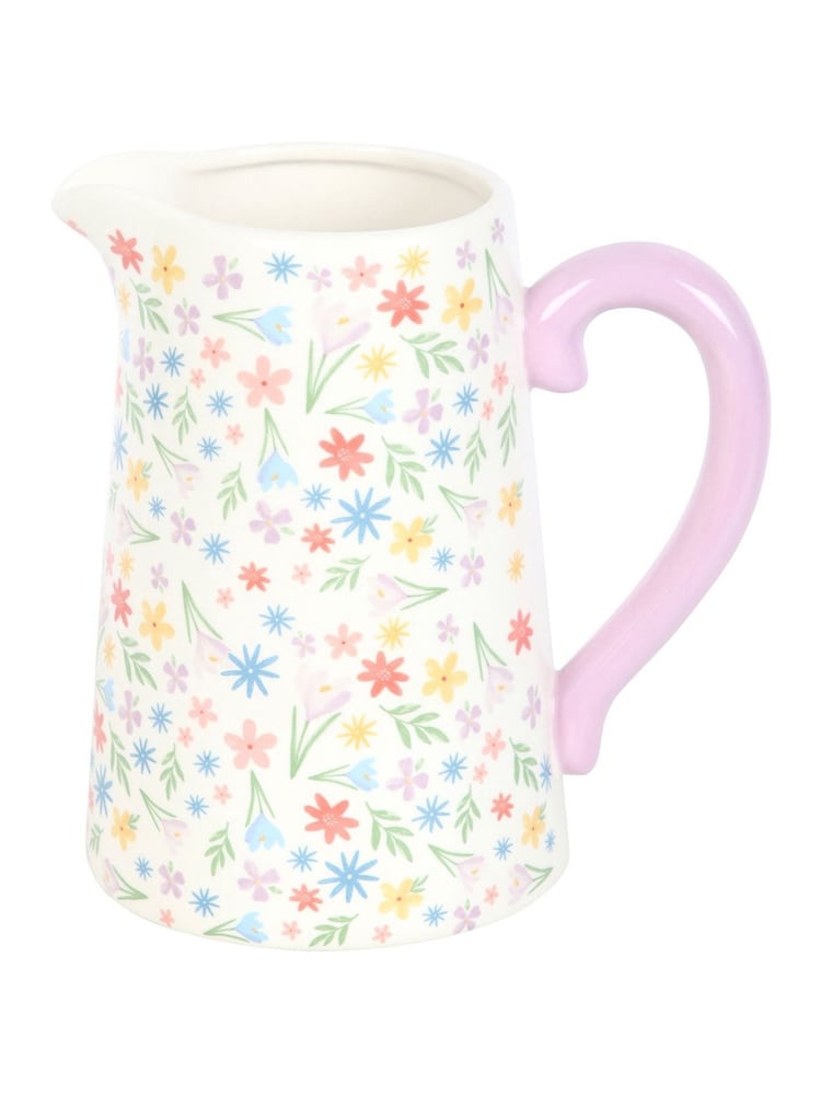 Something Different White Spring Floral Print Ceramic Flower Jug - Image 5 of 5 Something Different White Spring Floral Print Ceramic Flower Jug - Image 5 of 5
