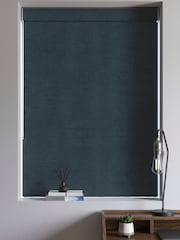 Navy Blue Plush Chenille Made to Measure Roman Blind - Image 5 of 6