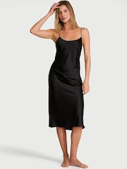 Victoria's Secret Black Satin Midi Slip Dress - Image 1 of 2