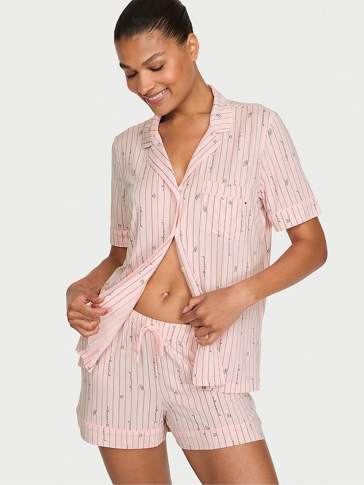 Victoria's Secret Angel Pink Script Modal Short Pyjamas Set - Image 1 of 3