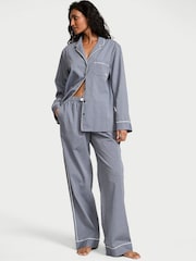 Victoria's Secret Monaco Blue Heritage Cotton Long Pyjama Set - Image 1 of 2