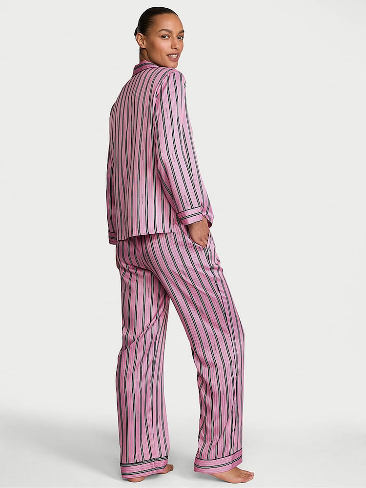 Victoria's Secret Pink Stripe Satin Long Pyjamas Set - Image 2 of 3
