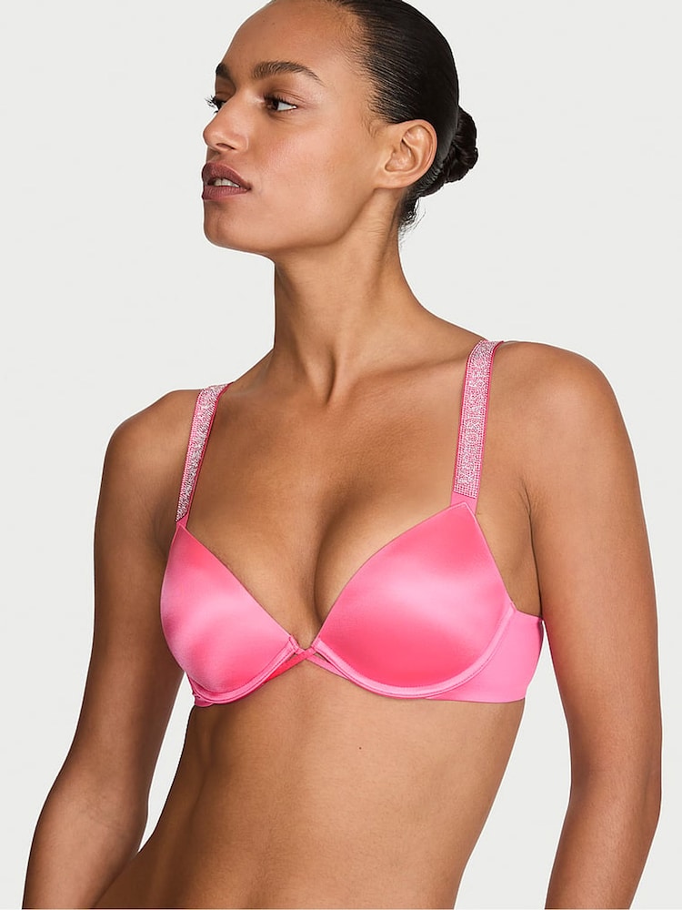 Victoria's Secret Bombshell Pink Push Up Shine Strap Bra - Image 1 of 2