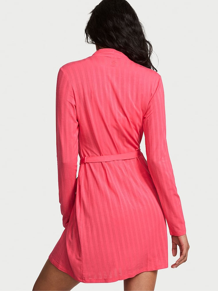 Victoria's Secret Wild Watermelon Red Modal Ultra Fine Short Robe - Image 2 of 3 Victoria's Secret Wild Watermelon Red Modal Ultra Fine Short Robe - Image 2 of 3