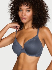 Victoria's Secret Bluestream Lightly Lined Full Cup Cotton Stripe Lace Trim Bra - Image 1 of 2