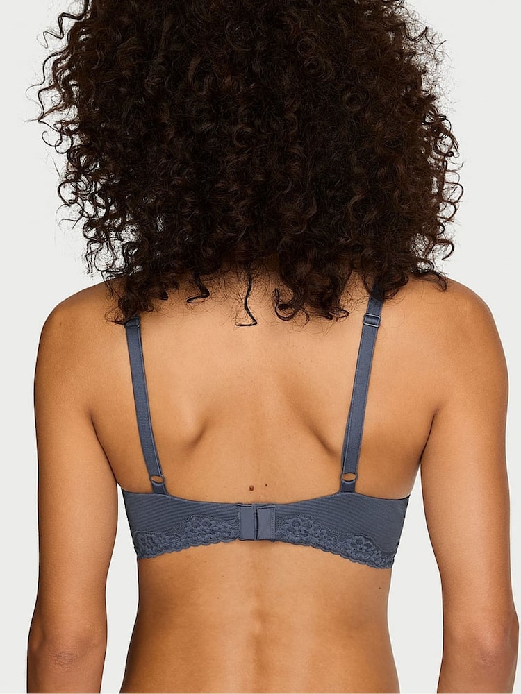 Victoria's Secret Bluestream Lightly Lined Full Cup Cotton Stripe Lace Trim Bra - Image 2 of 2 Victoria's Secret Bluestream Lightly Lined Full Cup Cotton Stripe Lace Trim Bra - Image 2 of 2