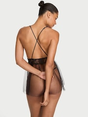 Victoria's Secret Black Lace Plunge Babydoll Set - Image 2 of 2