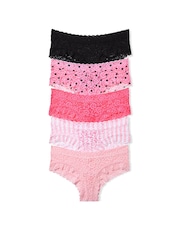 Victoria's Secret Pink/Black Cheeky Knickers 5 Pack - Image 1 of 3