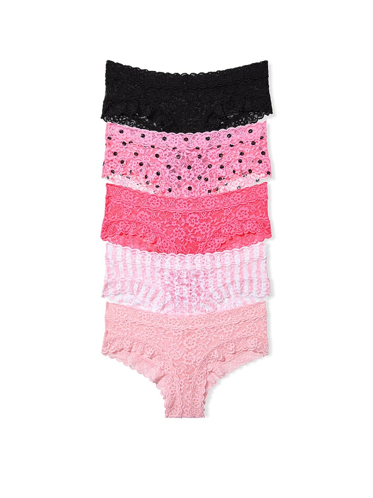 Victoria's Secret Pink/Black Cheeky Knickers 5 Pack - Image 1 of 3