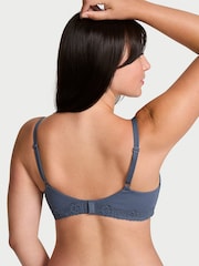 Victoria's Secret Bluestream Lightly Lined Balcony Cotton Stripe Lace Trim Bra - Image 2 of 2