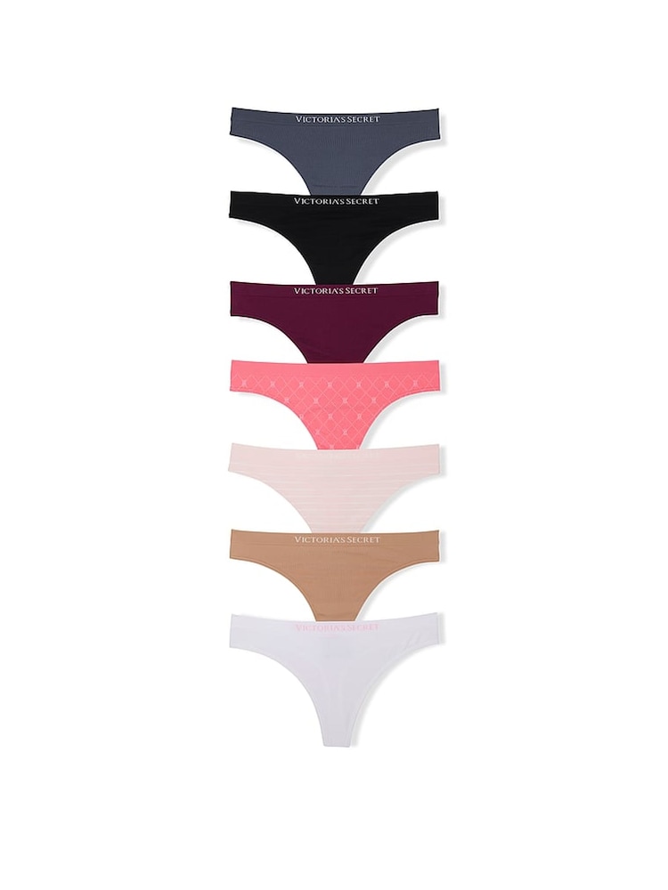Victoria's Secret Grey/Black/Red/Pink/Nude/White Thong 7 Pack Knickers - Image 1 of 3
