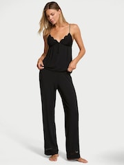 Victoria's Secret Black Lace Trim Modal Cami & Trousers Set - Image 1 of 3