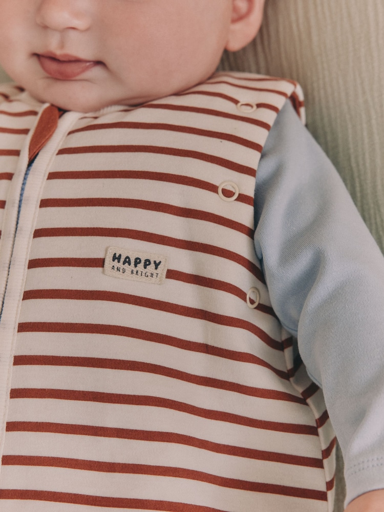 Rust Stripe 2.5 Tog Removable Sleeve Sleep Bag - Image 2 of 2 Rust Stripe 2.5 Tog Removable Sleeve Sleep Bag - Image 2 of 2