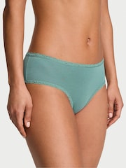 Victoria's Secret Arctic Green Cheeky Cotton Lace Trim Knickers - Image 1 of 2