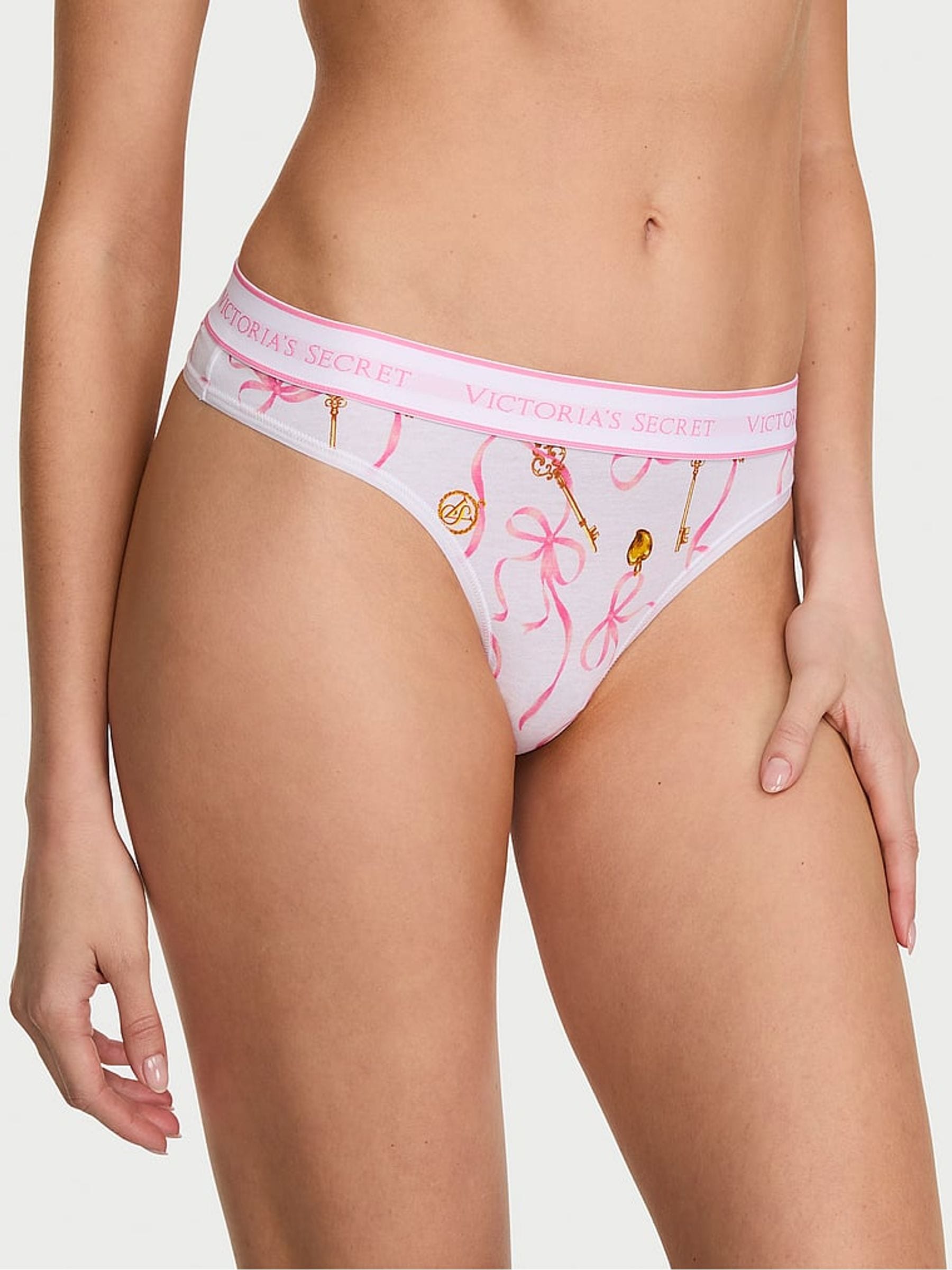 Victoria's Secret Pink Ribbons Thong Logo Knickers