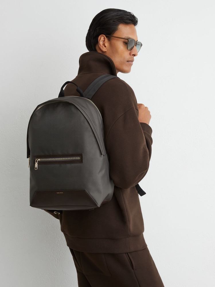 Moosgrün - Reiss Allen Gewebter Rucksack mit Reißverschluss - Bild 1 von 9